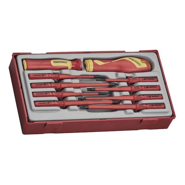 Teng Tools 10 Piece 1000 Volt Slotted, Phillips (PH), Pozidriv (PZ) Interchangeable Blade Screwdriver Set TTV710N - main